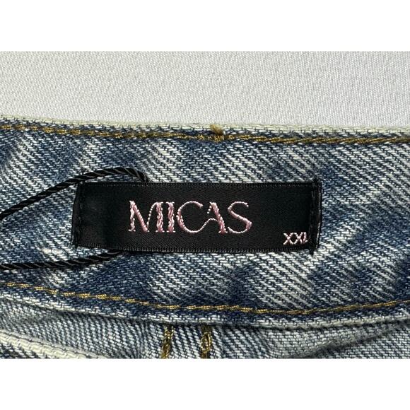NWT Micas Women's Criss Cross Button Fly Wide Leg Denim Jeans - Size XXL (37x30) - Picture 3 of 5